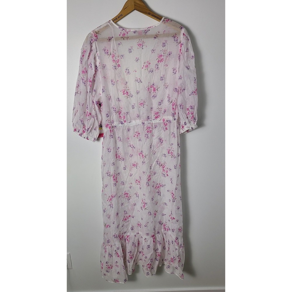NWT! Vince‎ Camuto Med Garden Romance Floral Sheer Duster Cover Up Ivory Boho - Picture 2 of 7